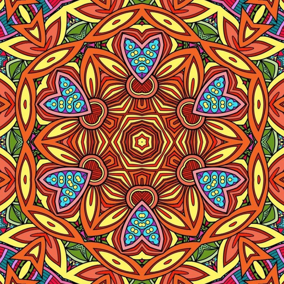 Colorful Mandala Flowers Pattern Boho Symmetrical 542 photo