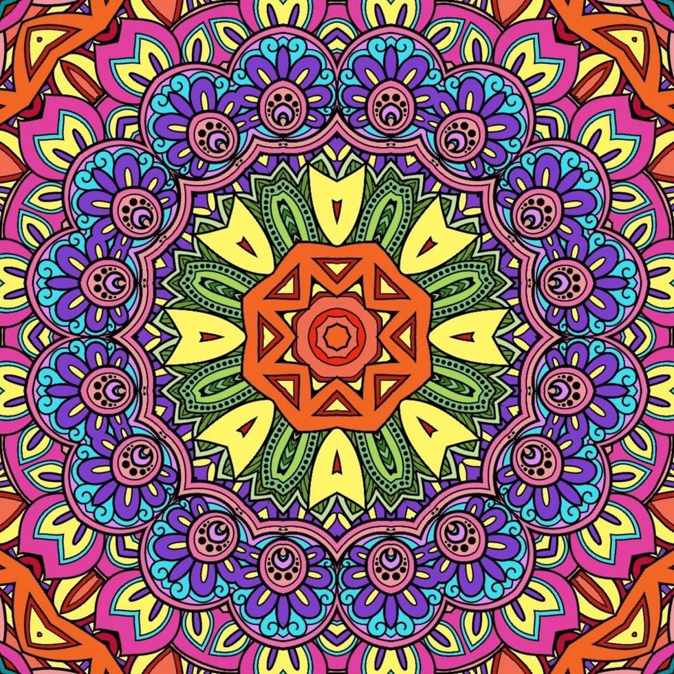 Colorful Mandala Flowers Pattern Boho Symmetrical 259 photo