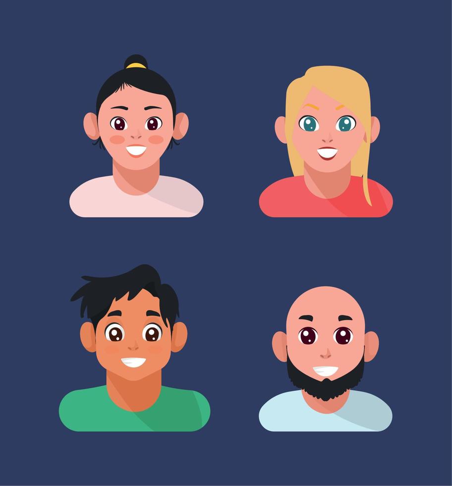 four prophiles pictures avatars vector