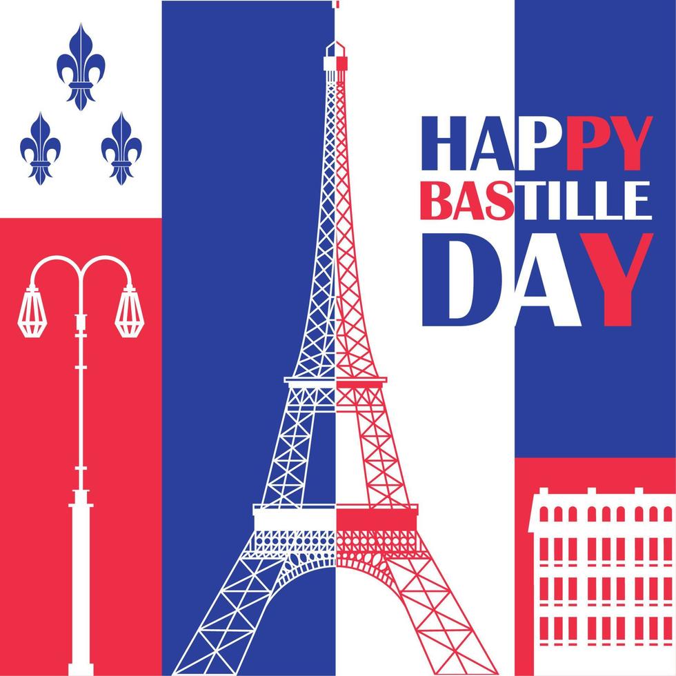 happy bastille day lettering vector