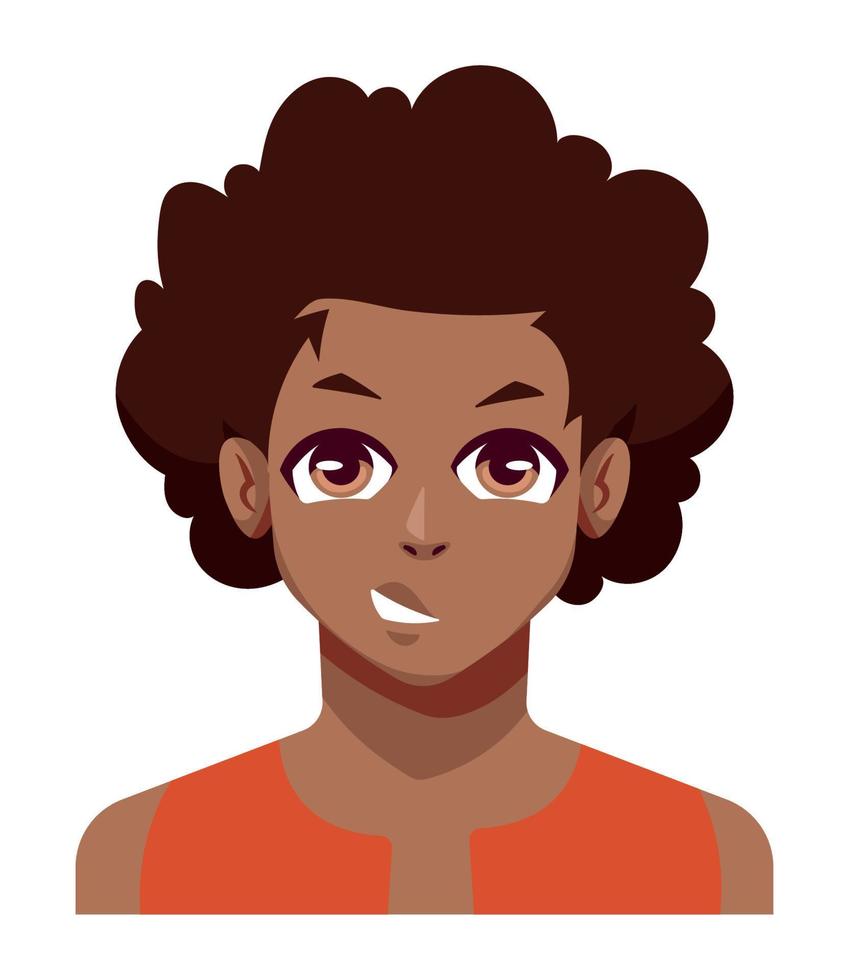 afro man anime style vector
