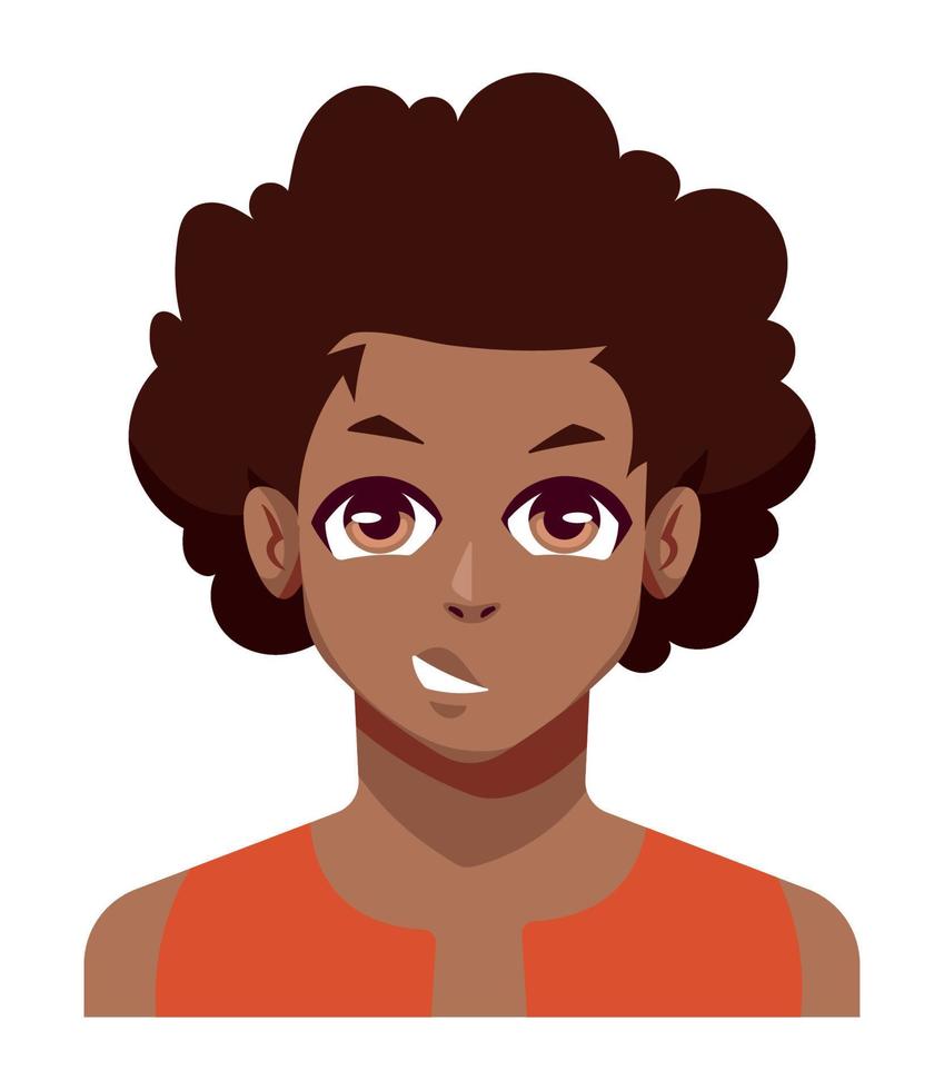 estilo anime hombre afro vector