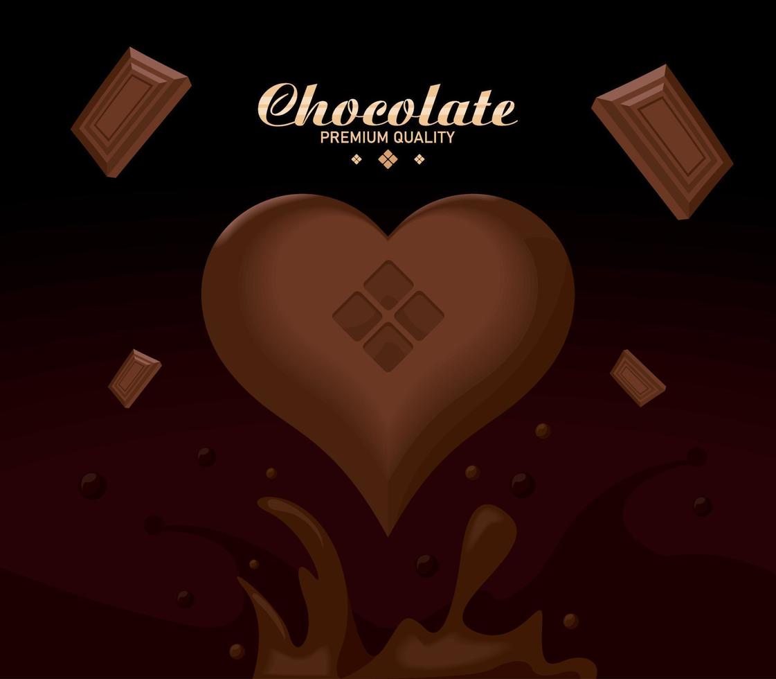 chocolate lettering with heart vector