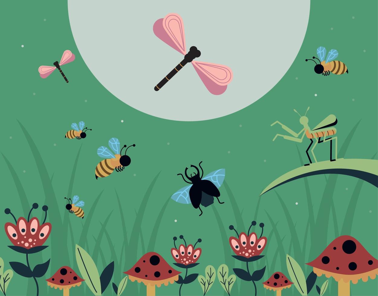 spring insects with fungus vector