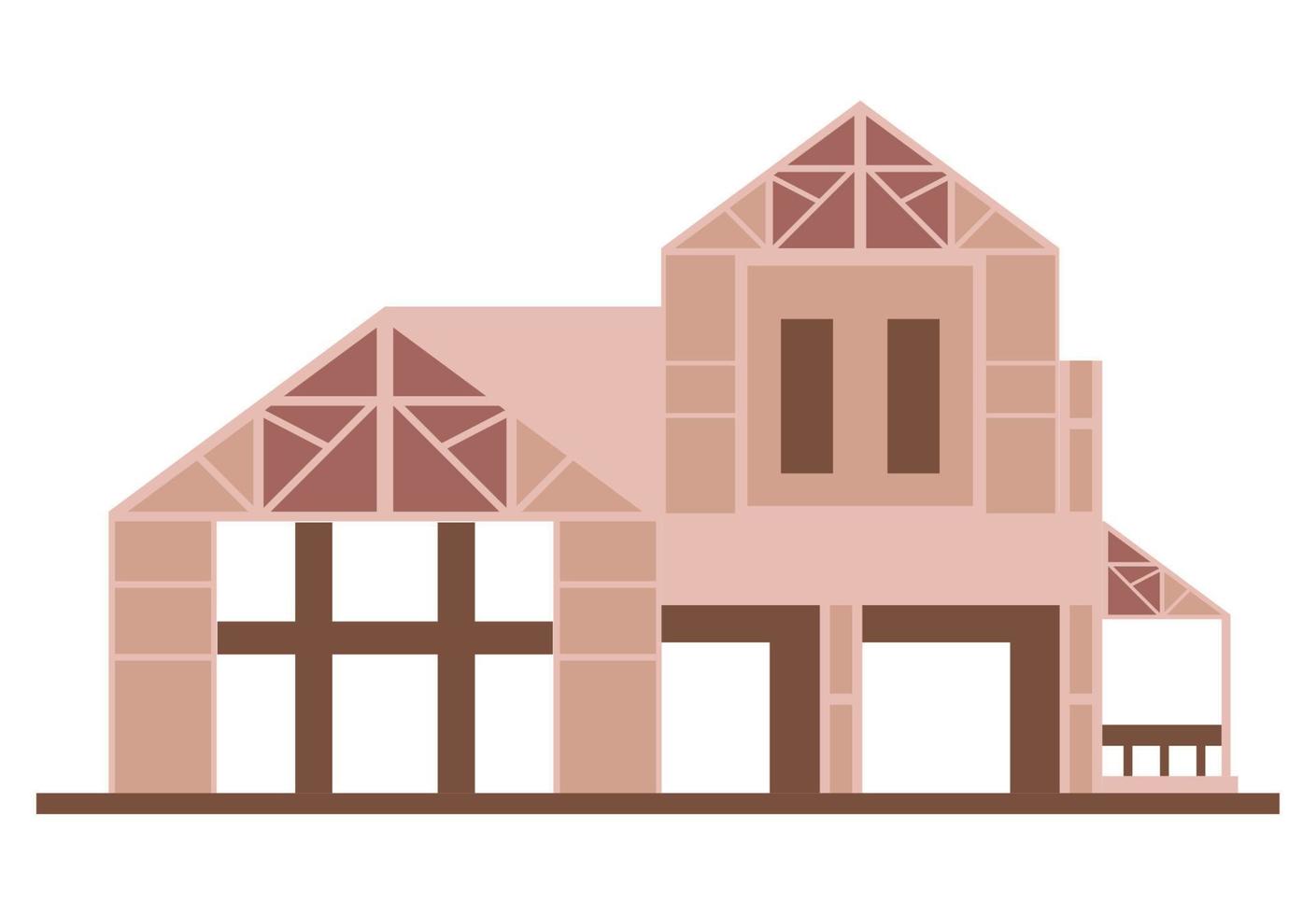 wooden house under construction vector