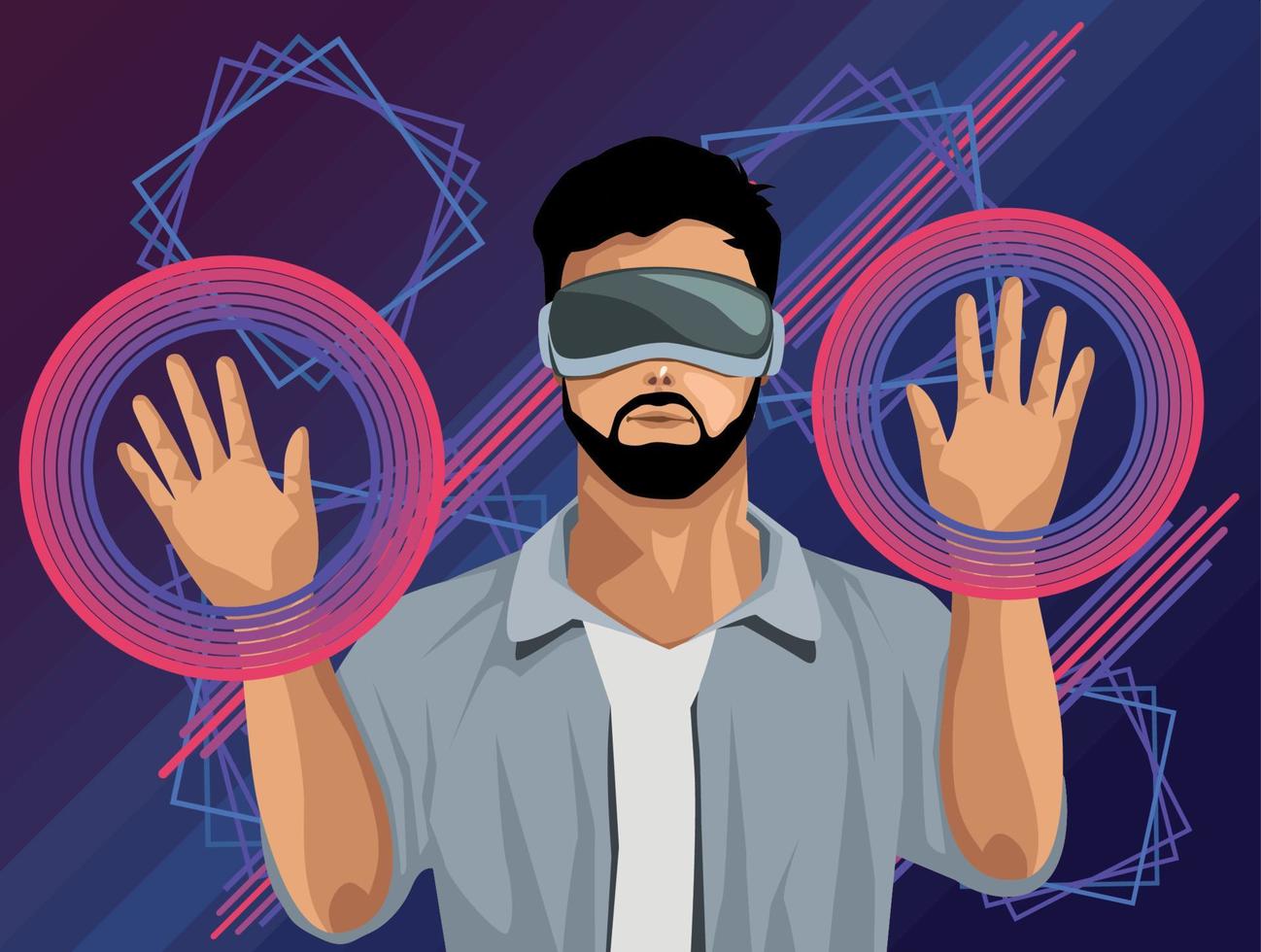 man using virtual reality vector