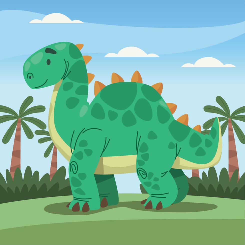 green dinosaur in landscape vector