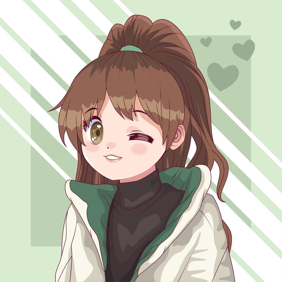cartel de anime de chica joven vector
