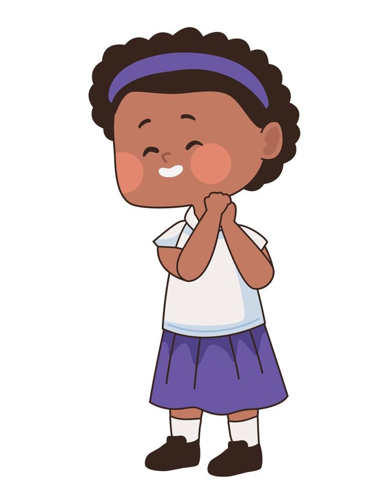 afro little student girl vector