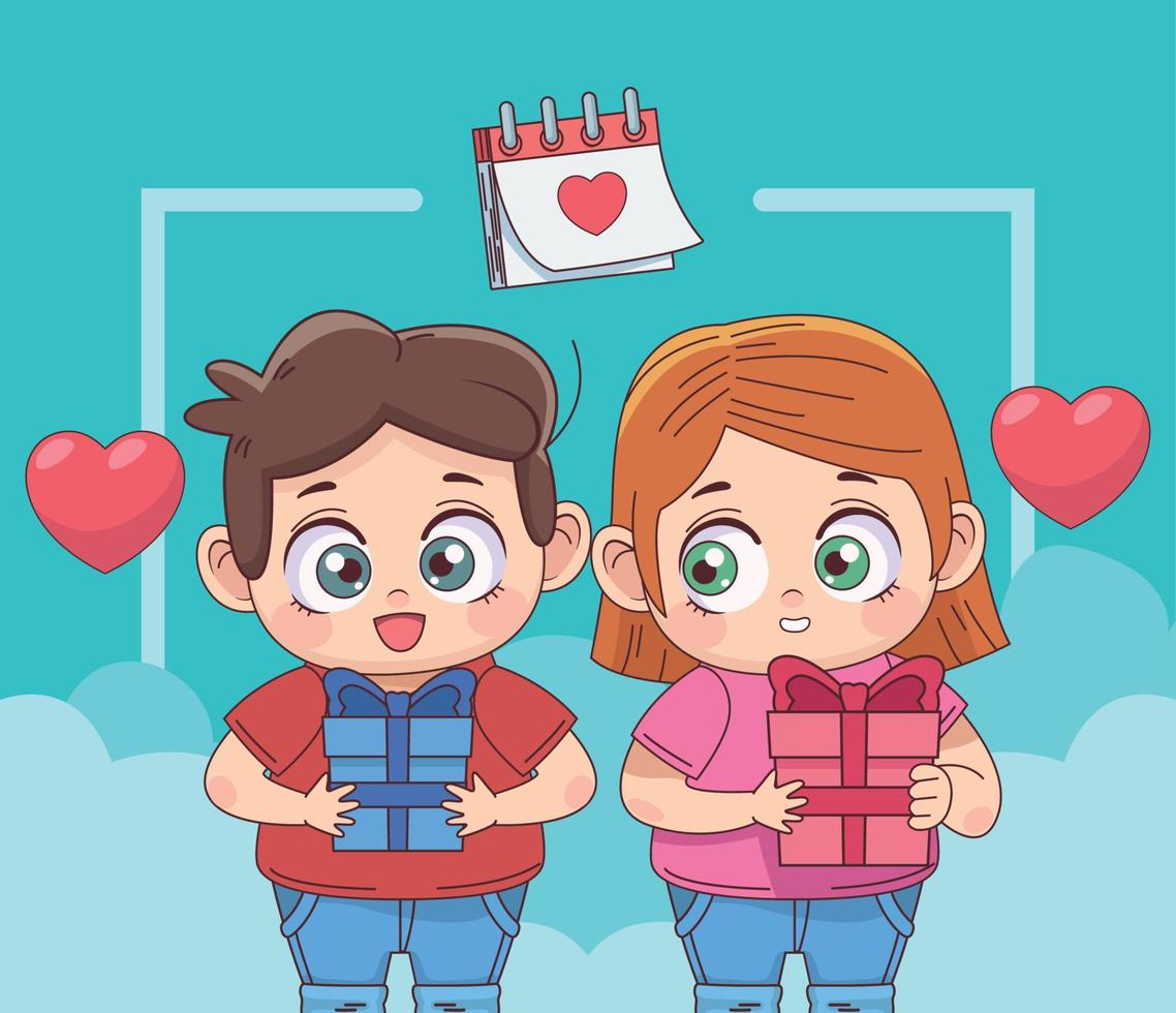 pequeña pareja de enamorados vector