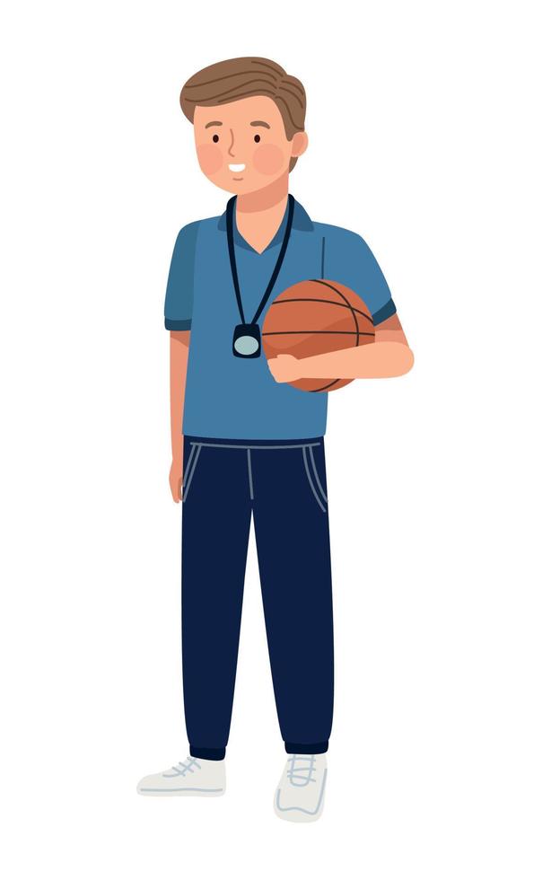 basketball coach with chronometer vector