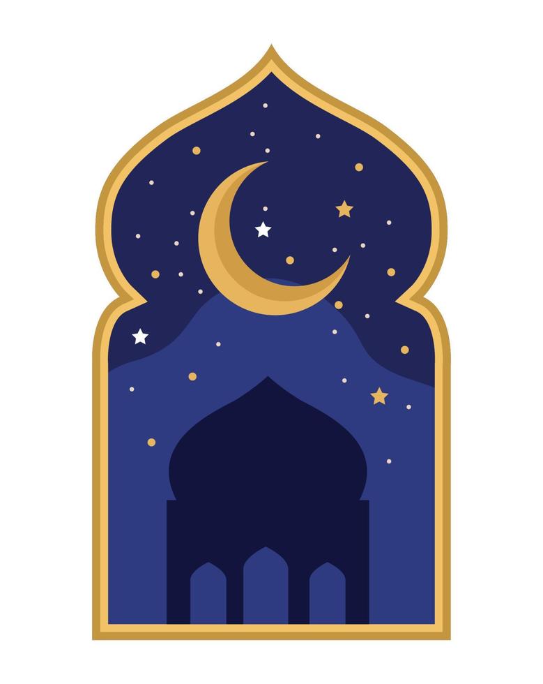 crescent moon night scene vector