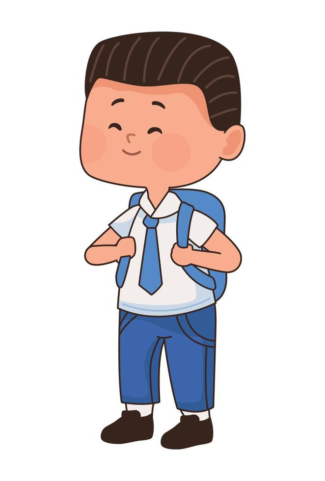 little student boy with schoolbag vector