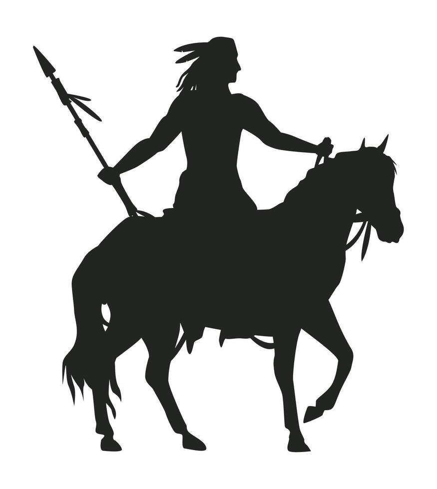 native warrior in horse vector