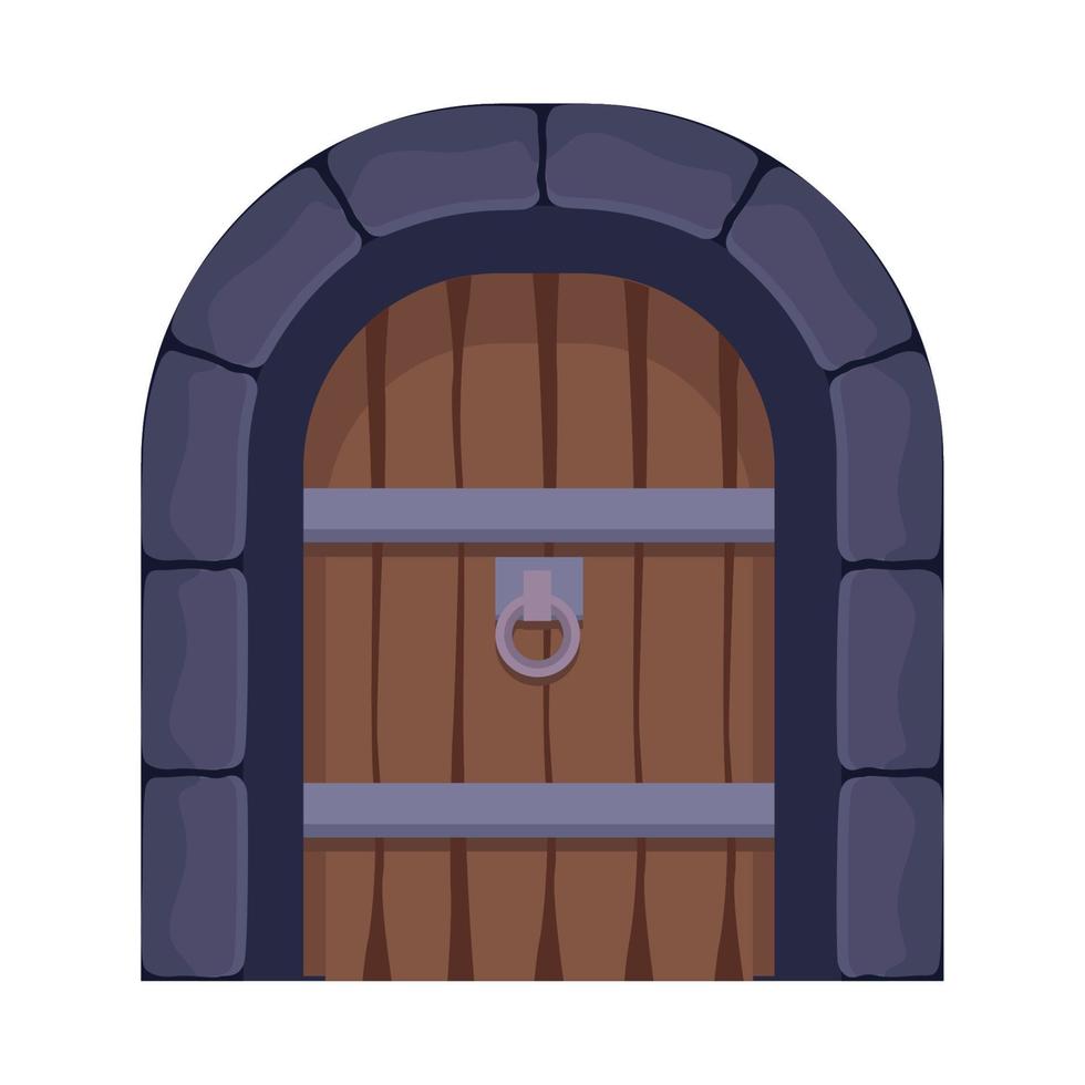 puerta de madera del castillo antiguo vector