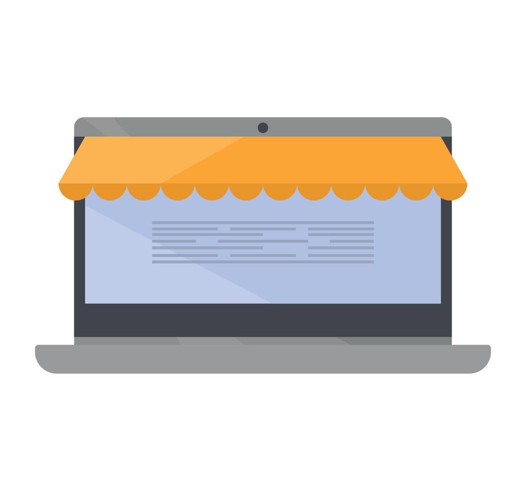 laptop con sombrilla ecommerce vector