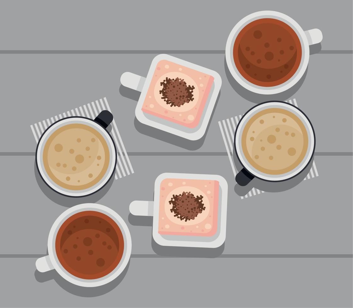 group of breakfast beverages vector