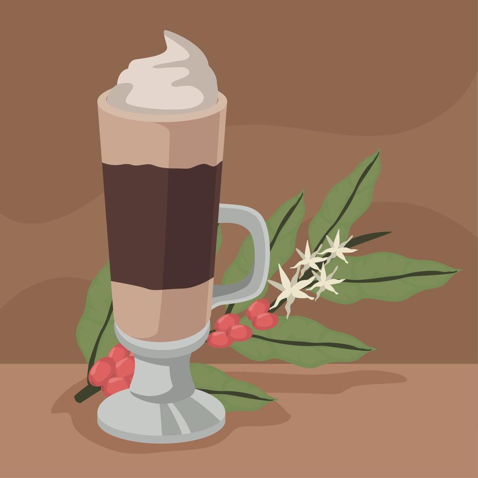 batido de cafe en taza vector