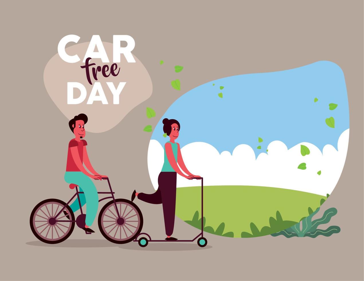 car free day couple vector