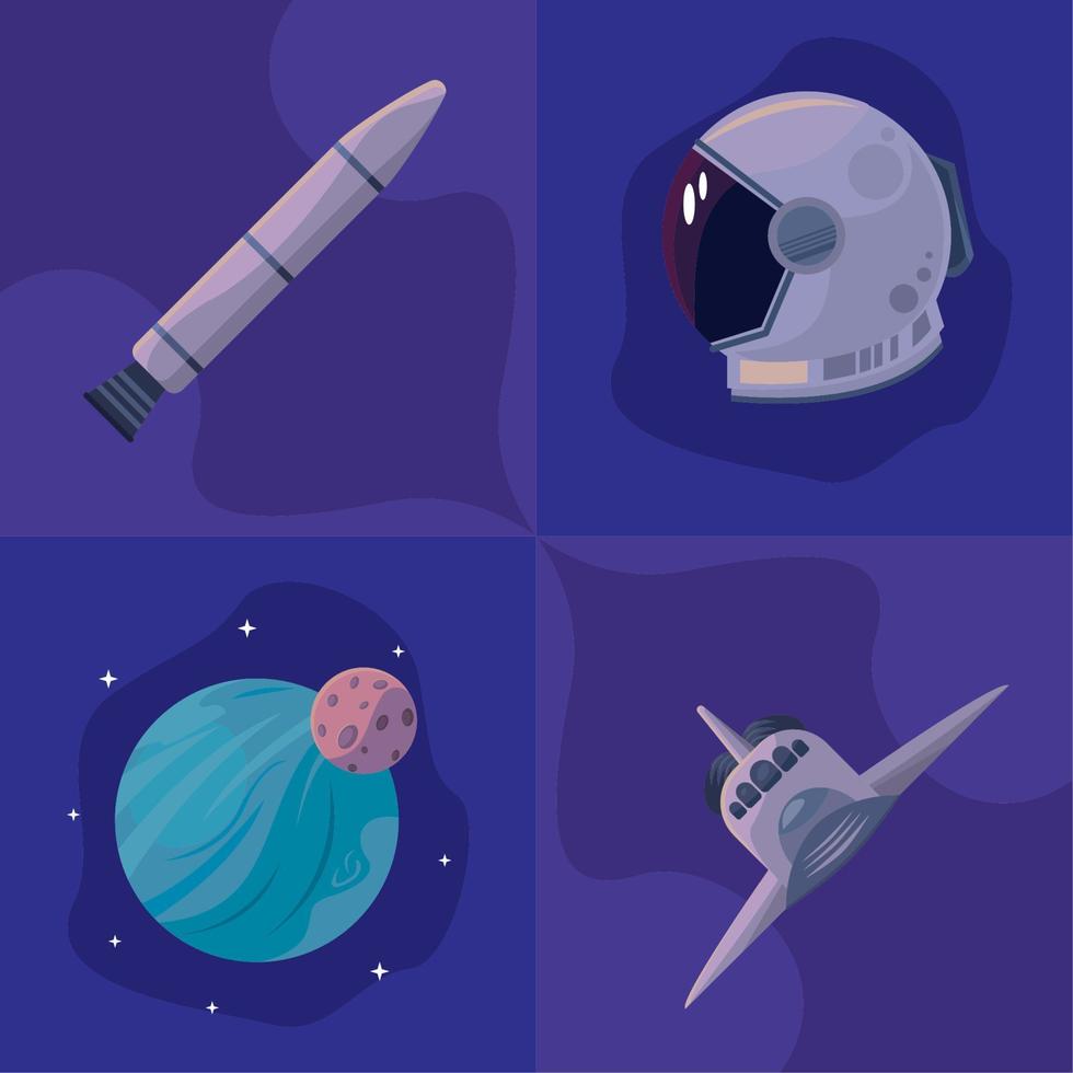 cuatro iconos del espacio exterior vector