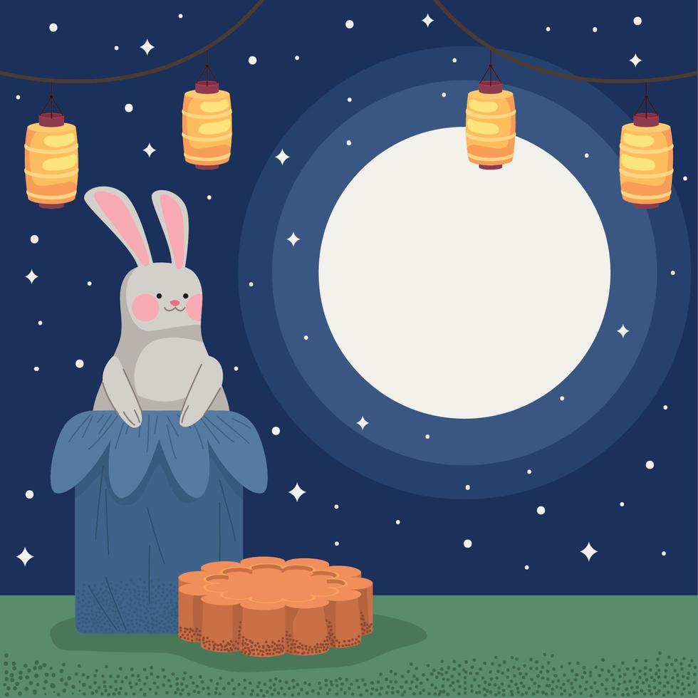 chuseok rabbit in gift vector