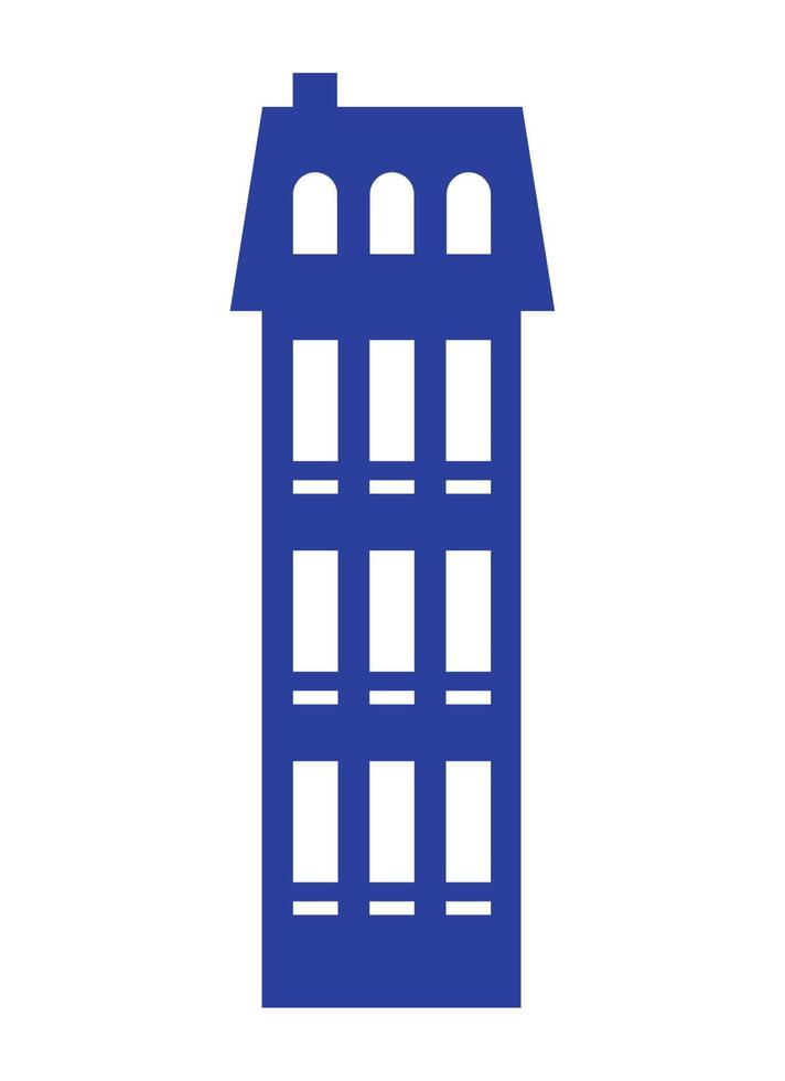 building blue silhouette facade vector