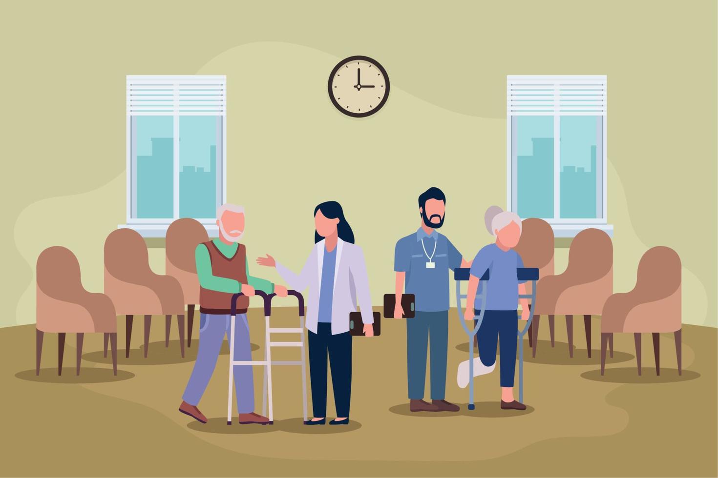 old couple with geriatric medics vector