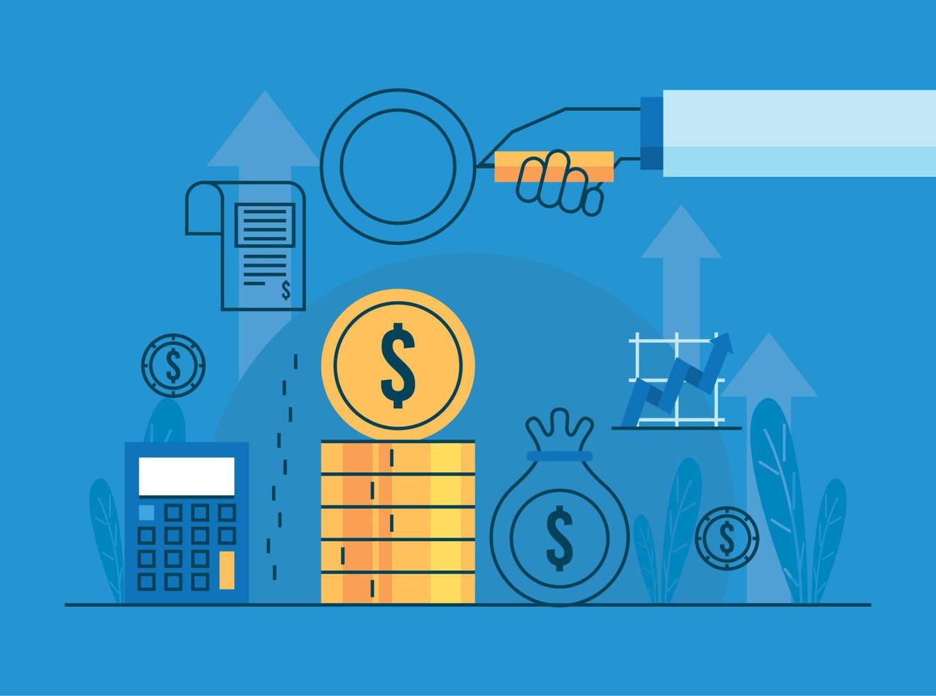 coins and financial icons vector