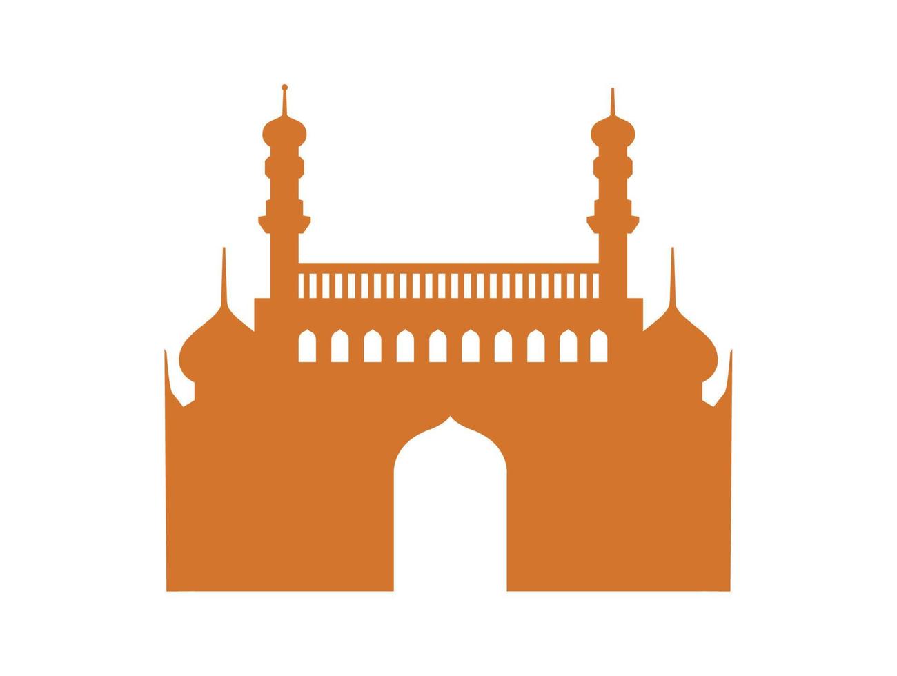 mosque temple golden silhouette vector