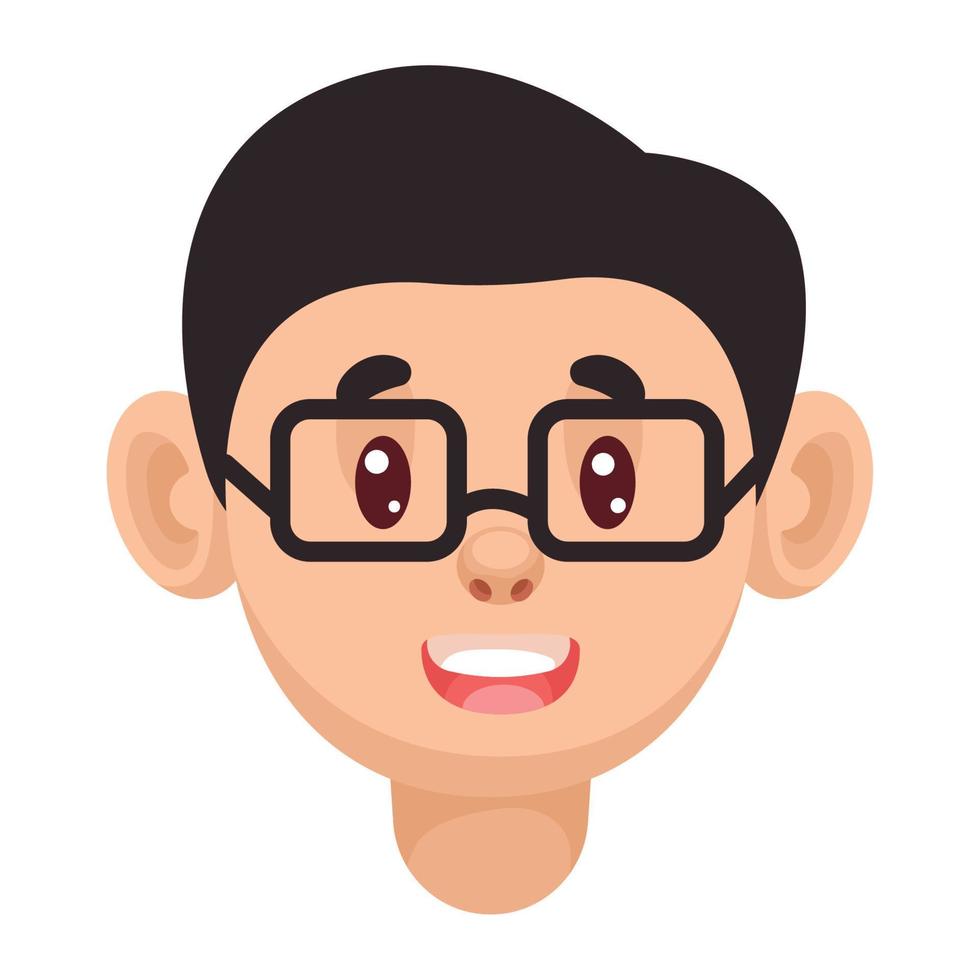 asian man with glasses head vector