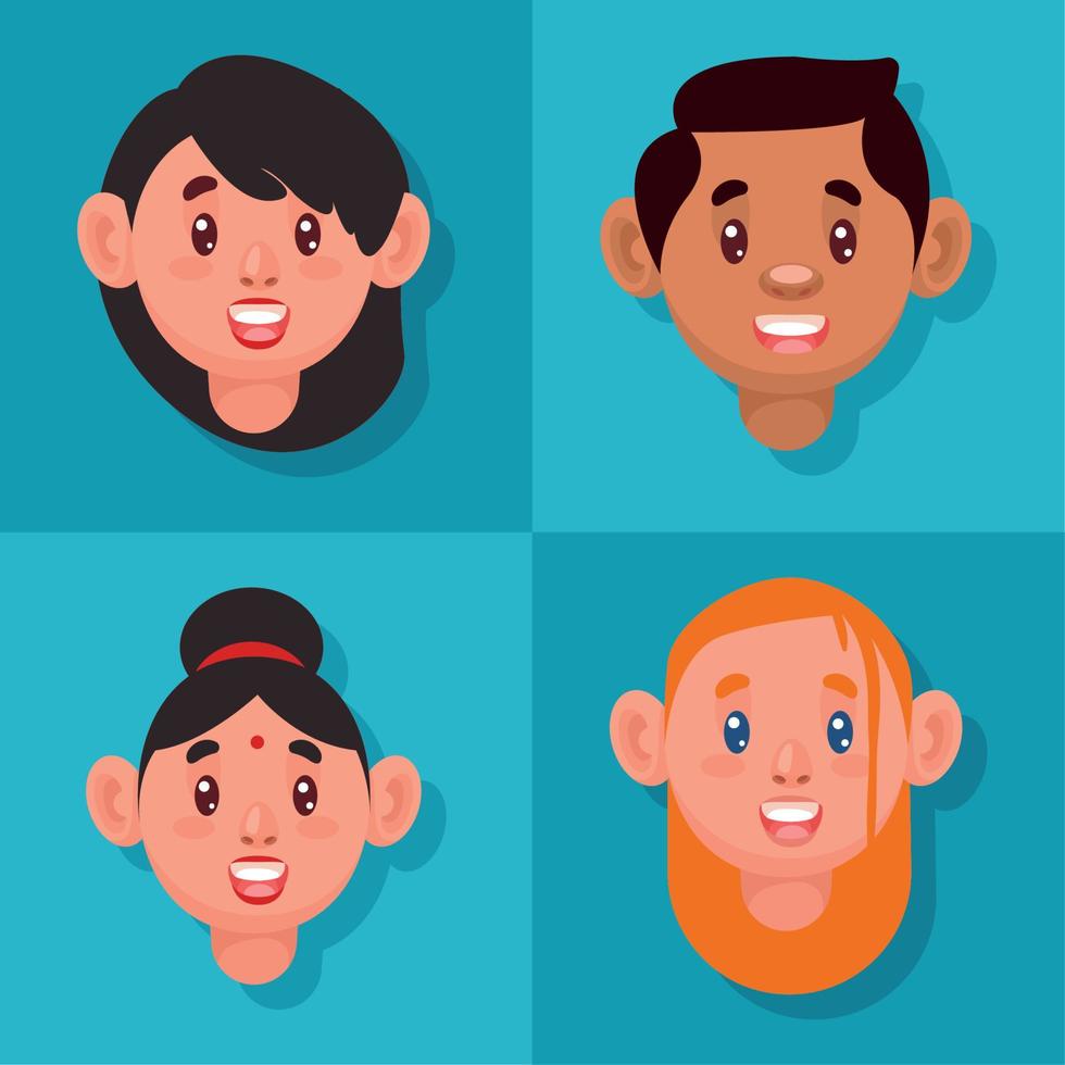 four heads persons diversity vector