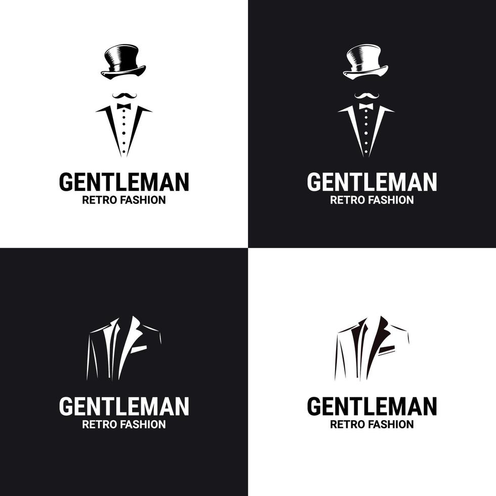 Gentleman logo. gentleman label. Classic illustration with men only icons set. vector