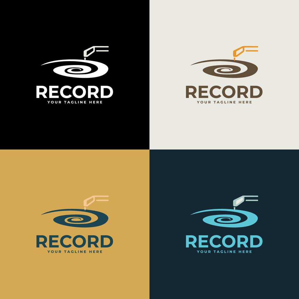 logotipo de ilustración de música creativa. diseño de vector de disco de vinilo