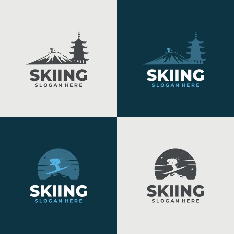 ski club logo, skier icon, skiing, mountains. Silhouette Ski logo design Vector, Winter sports vector