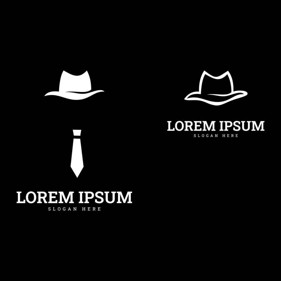 Ilustración de vector de logotipo de hombre de sombrero negro. plantilla de diseño de logotipo de detective espía. icono de py. etiqueta de época. logotipo de detective privado. ilustración vectorial