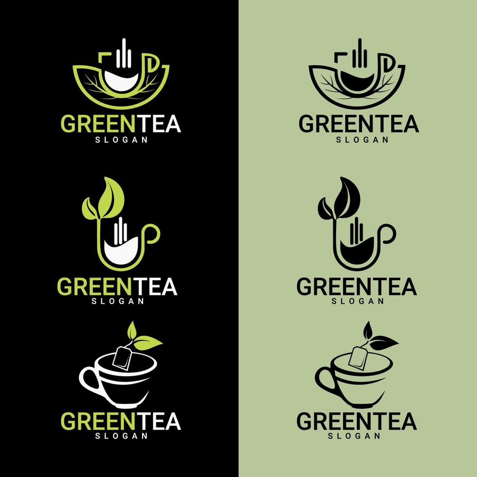 plantilla de logotipo de té orgánico. etiqueta de juego de vectores para tienda de té o cafetería.