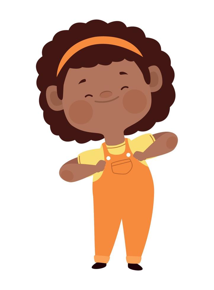 happy little afro girl vector