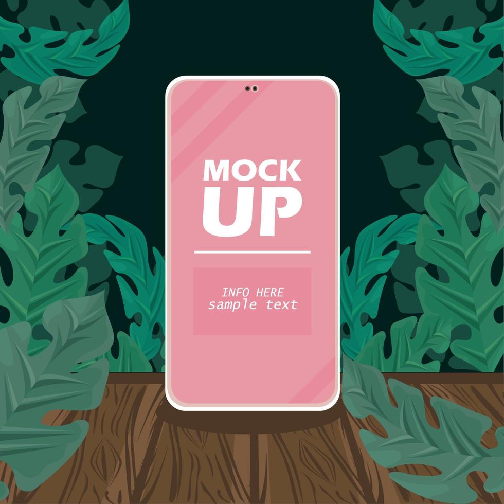 natural mockup with smartphone vector