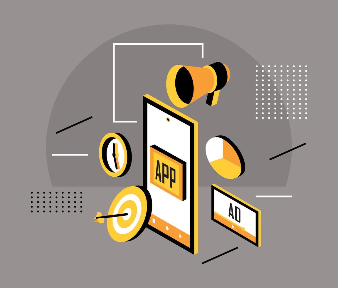 smartphone and marketing icons vector