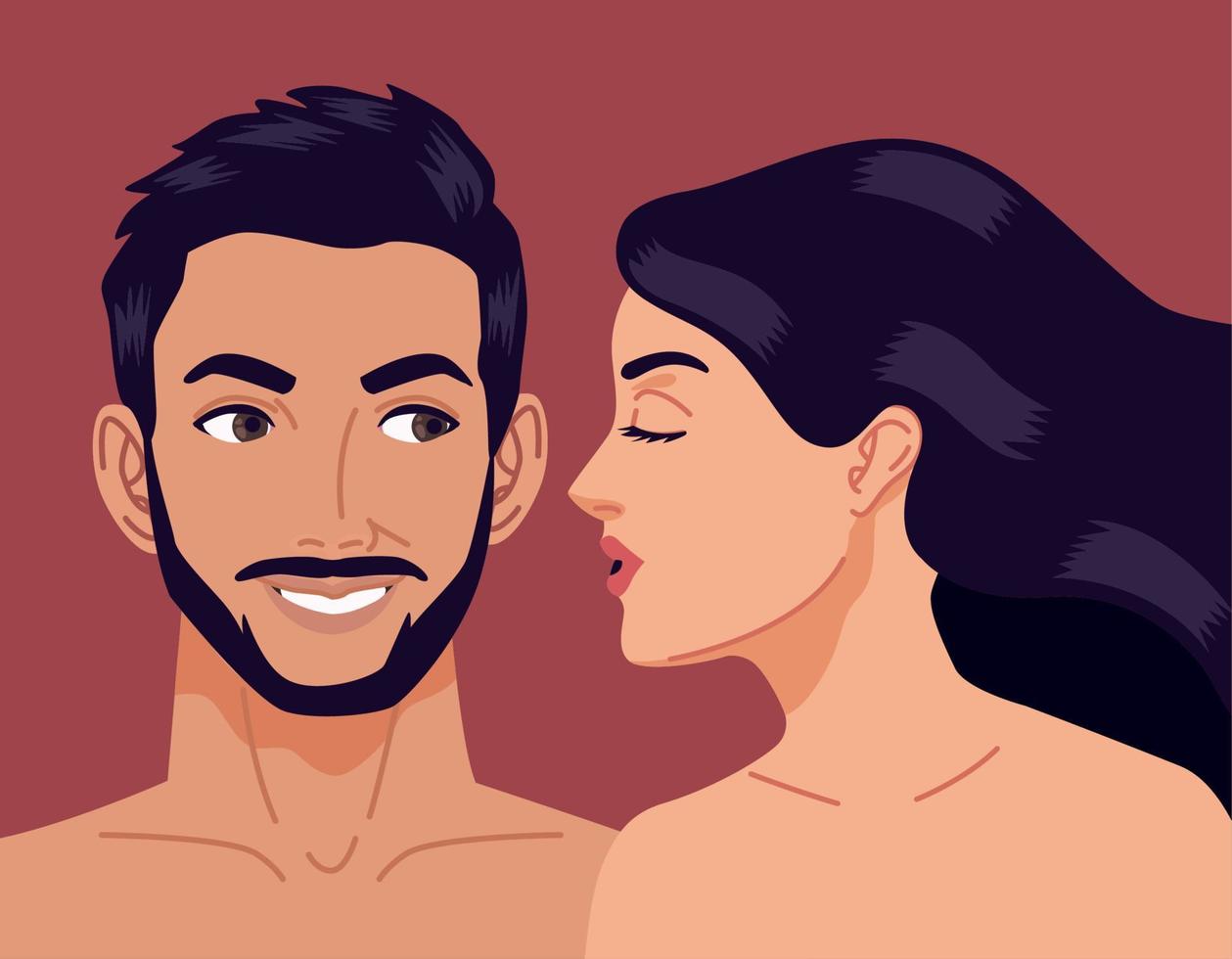 joven pareja personas desnudas vector