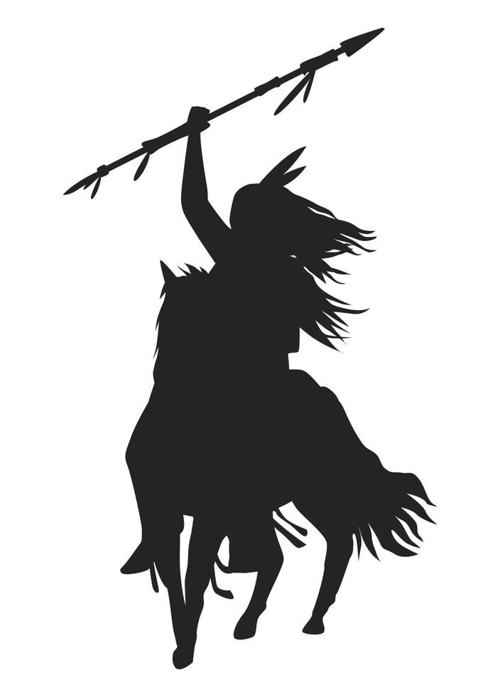 native warrior attack silhouette vector