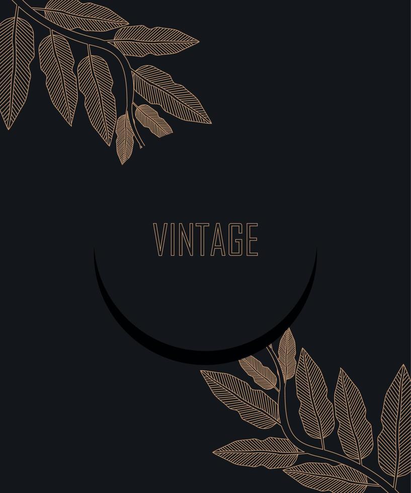 vintage leaves card vector