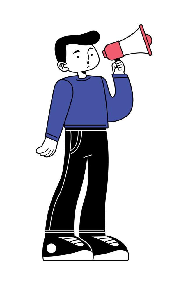 man with megaphone device vector
