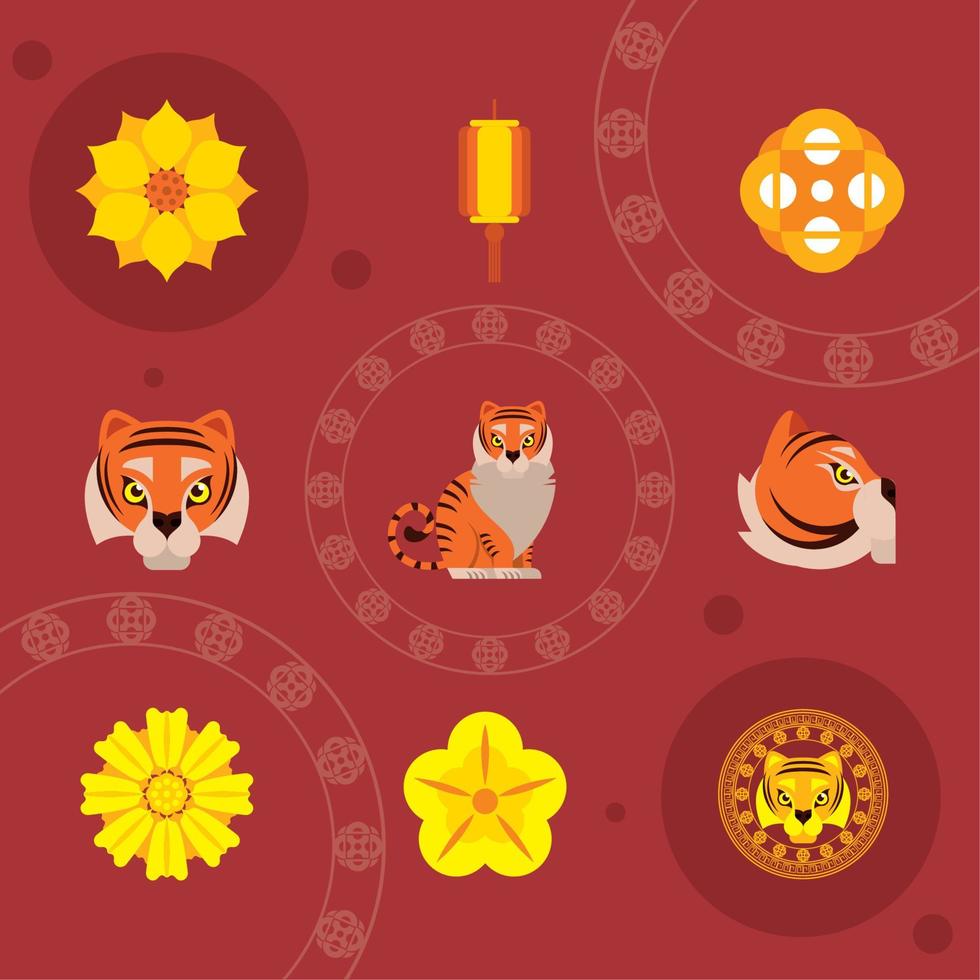nine chinese new year icons vector