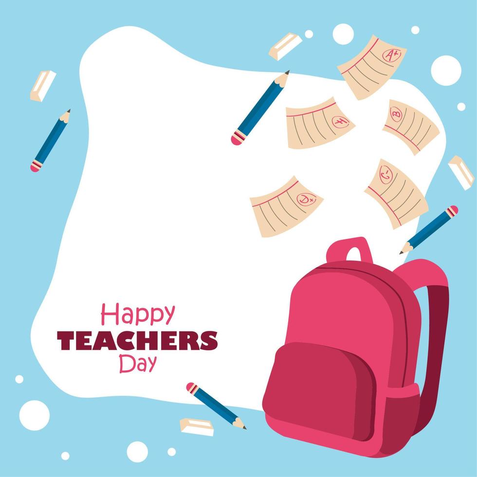 happy teachers day lettering frame vector