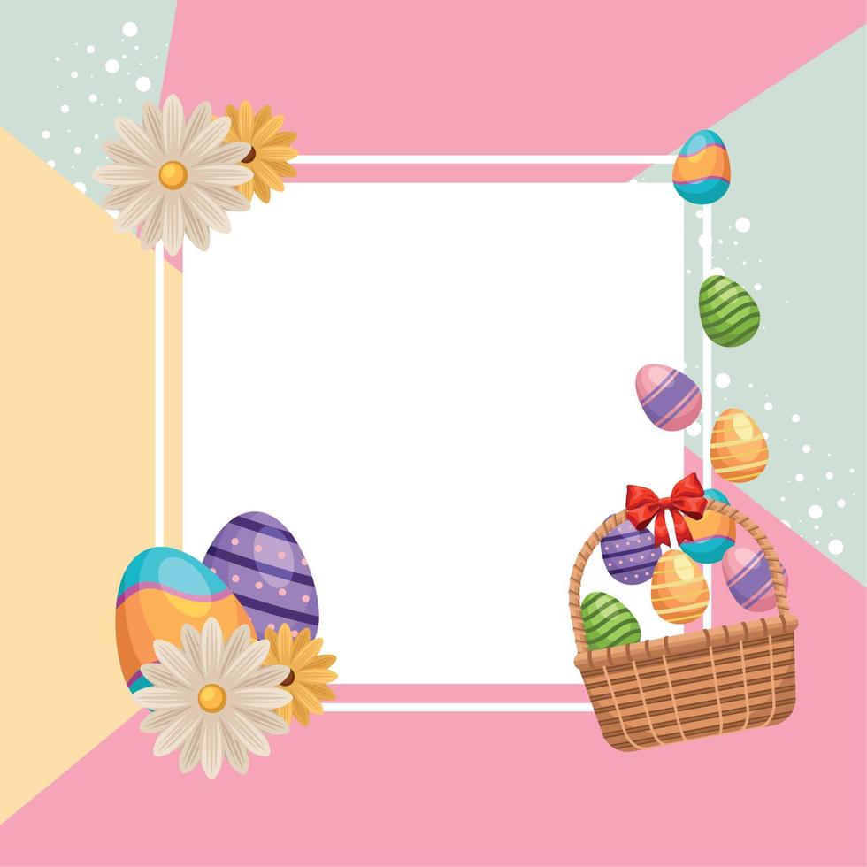 eggs painted in basket vector