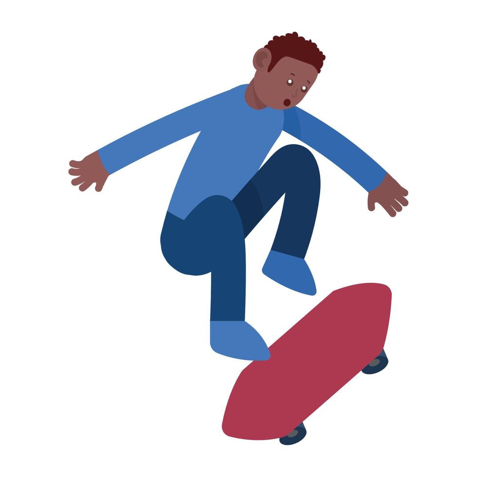 afro skater boy vector