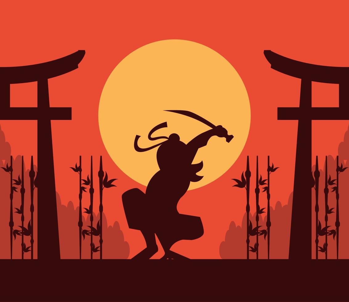 ninja warrior silhouette vector