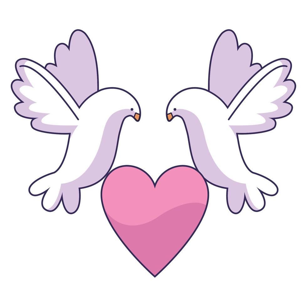 peace doves with heart vector