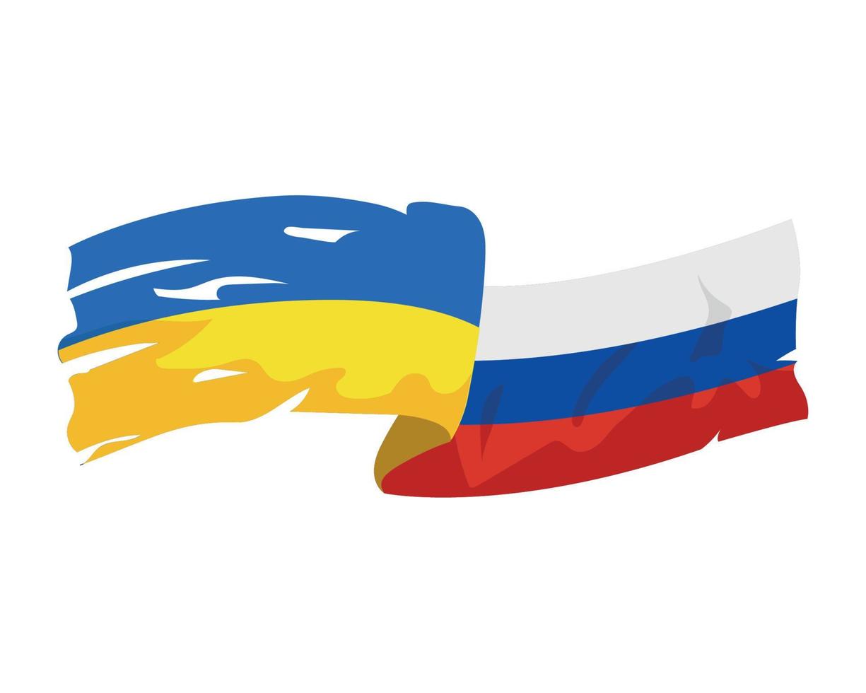 ukraine and russia flags vector
